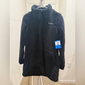 “New” Columbia  Black Sherpa/Fleece Long Jacket sizeXS&S